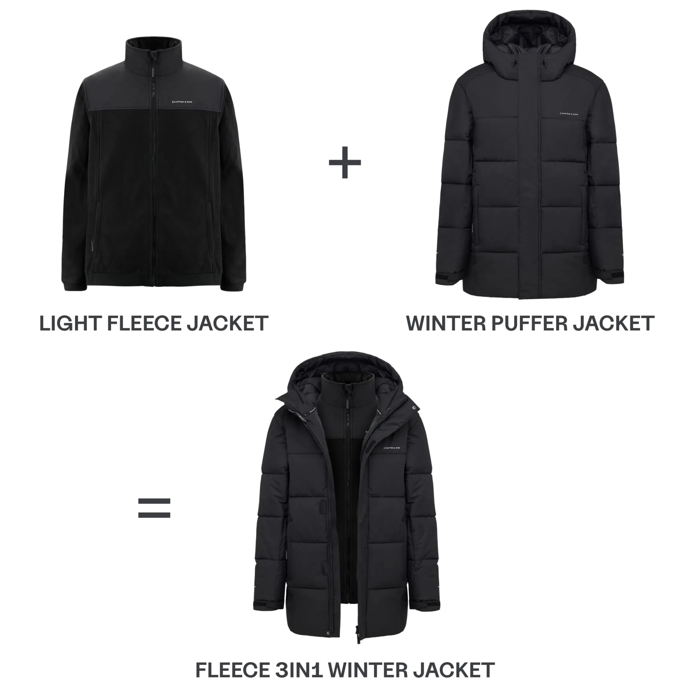 Fleece 3in1 Winter Jacket All Black