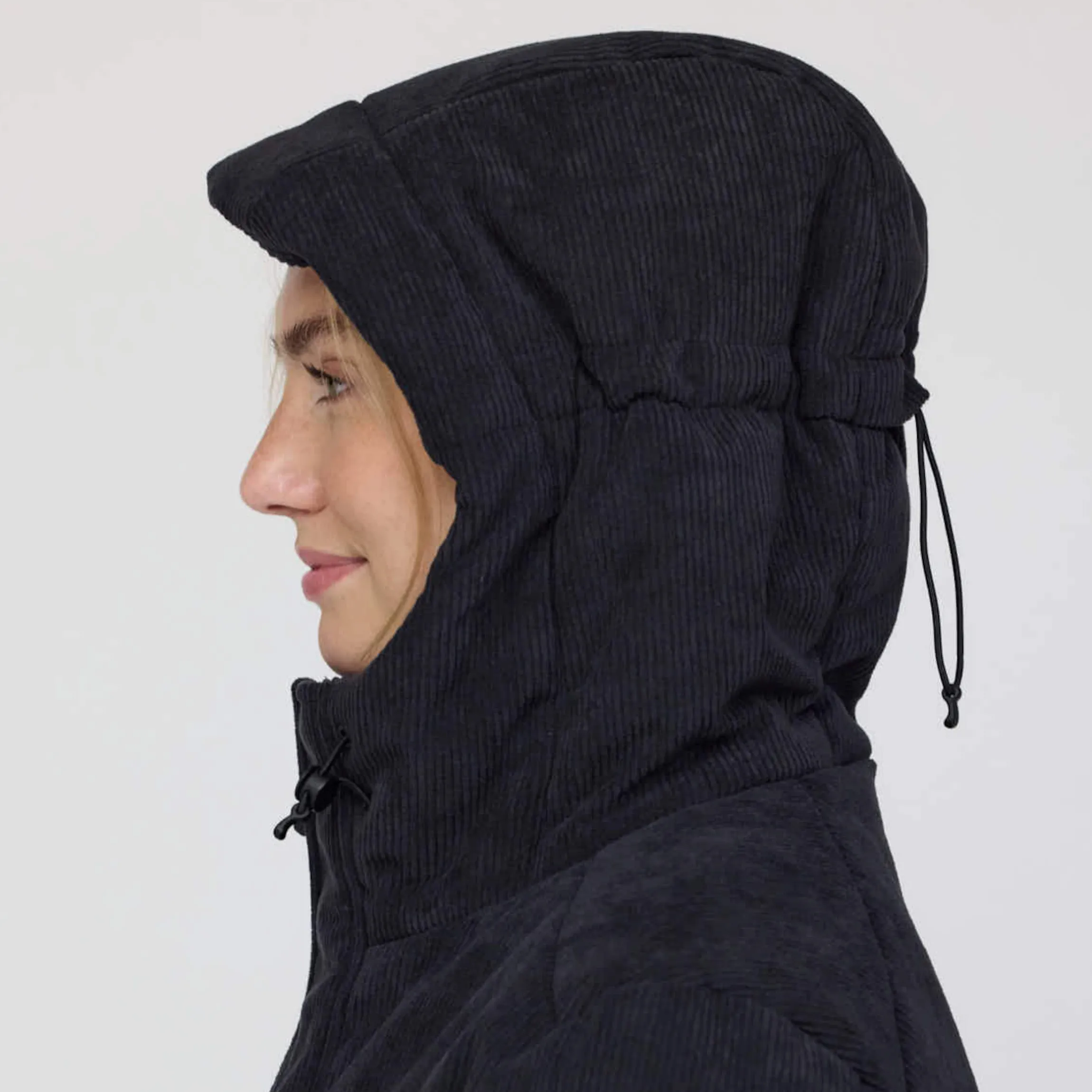 Winter Puffer Jacket Cord All Black