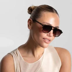 Zurich Oversize Small Crystal Tortoise Brown